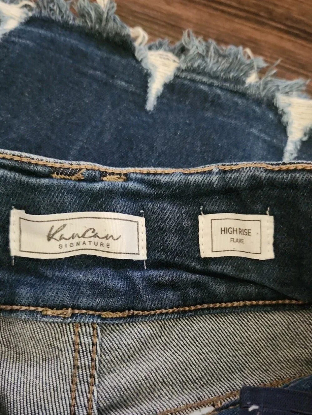 KanCan Dark Blue Distressed Flare Jeans